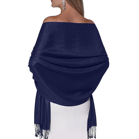 Chal ShineGlitz 188 cm x 74 cm azul marino de viscosa