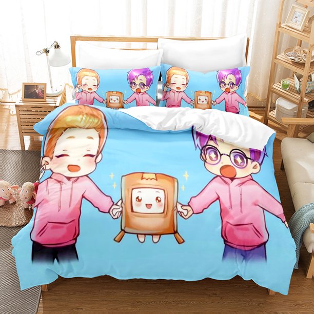 v2504 Bed Sheets Lankybox Bedding Sets Duvet Cover Set With Pillowcase Twin Full Queen King Bedclothes Bed Linen 3-Piece Bedding Set (1 Duvet Cover + 2 Pillow Shams) Bed Sheets ju2504