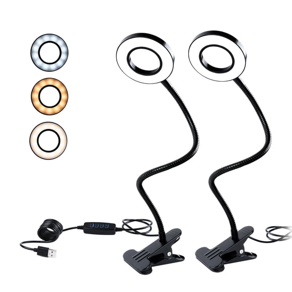 Lámpara de abrazadera CeSunlight 8W, 3 colores, 10 niveles de intensidad (2 unidades)