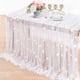 thumbnail image 3 of Mantel de tul de flor blanca: 60 * 120 pulgadas Flor perla mesa corredor tela de tul de encaje de boda Arco de mantel para el velo de la ducha nupcial bebé ducha cariño decoraciones de la mesa, 3 of 3