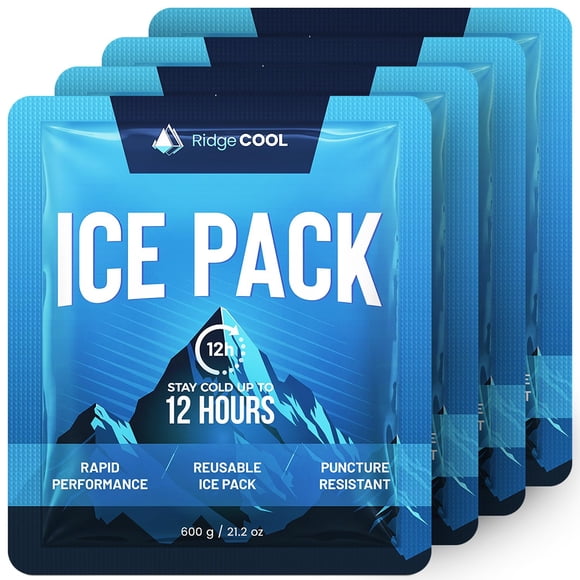 Paquete de 4 Bolsas de Hielo Reutilizables RIDGECOOL para Neveras Grandes