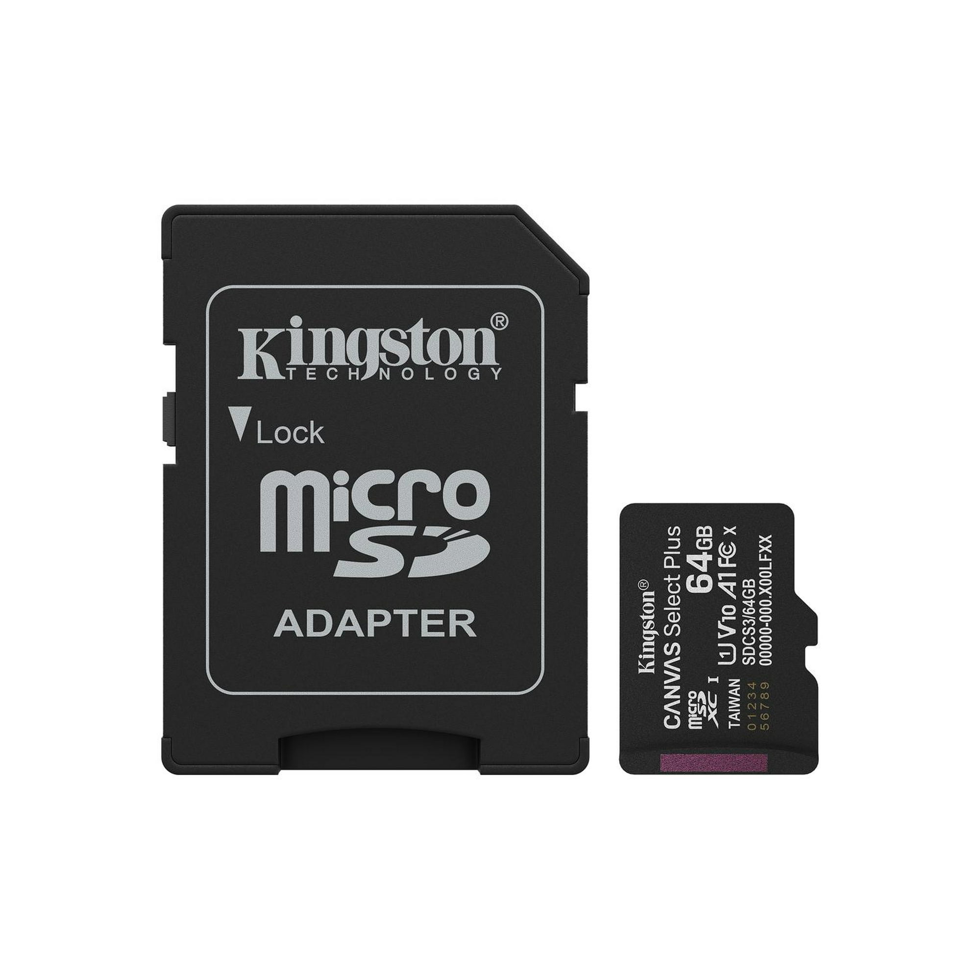 Tarjeta Microsdxc 64gb Kingston Sdcs3 Canvas Select Plus Negro