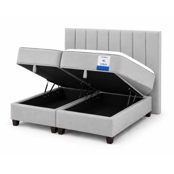 Cama Baúl 2 Plazas con Respaldo + Colchón