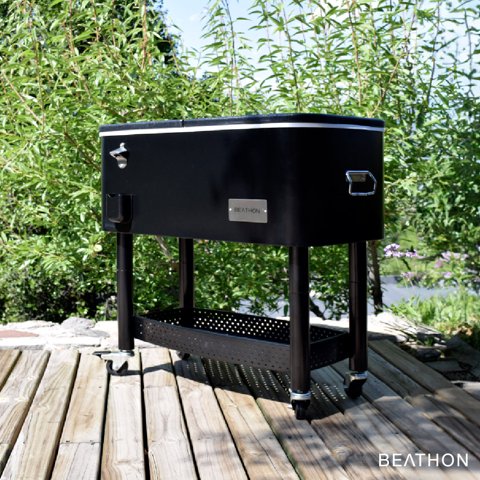 Cooler Nevera Con Ruedas Para Terraza Acero 61 Lts Beathon