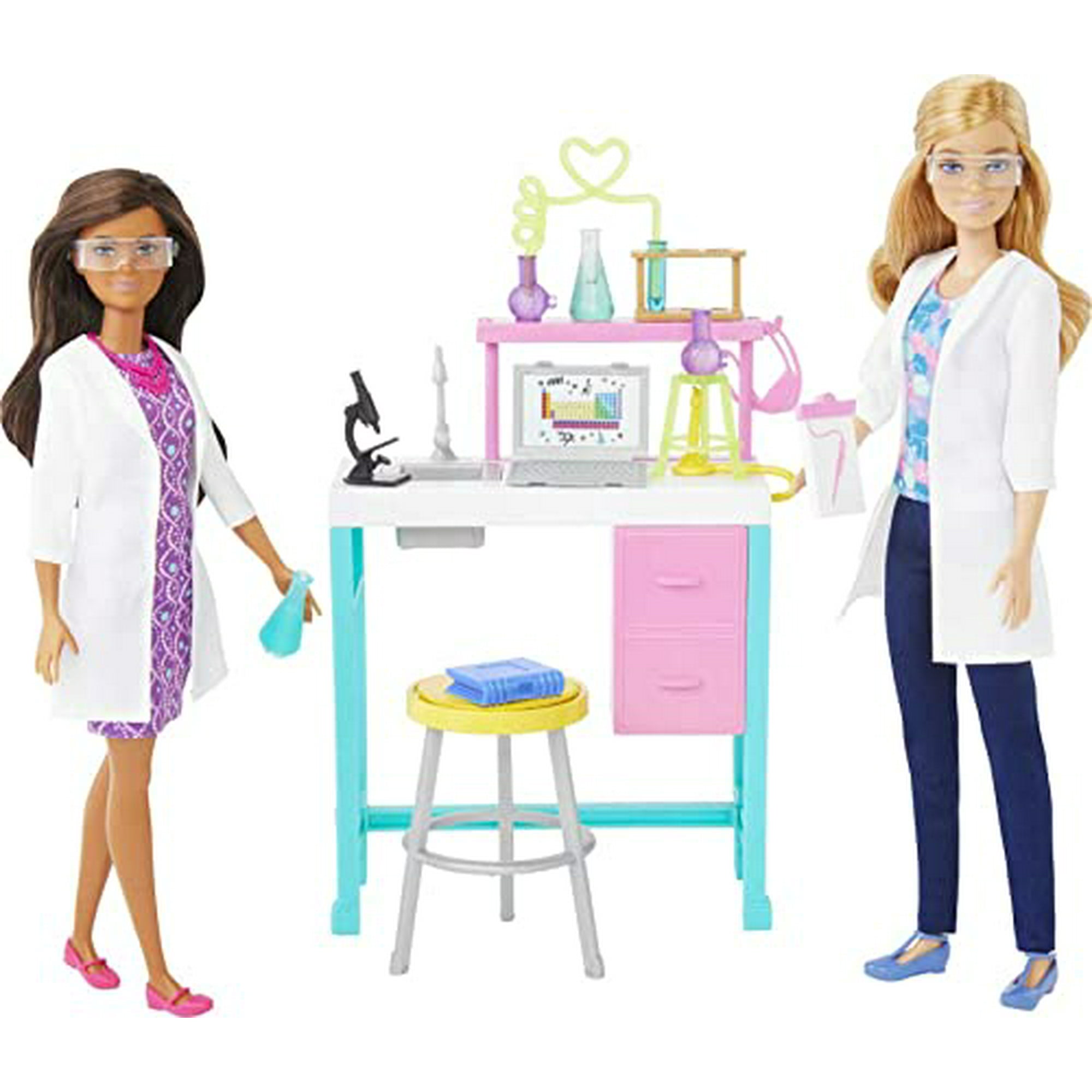 Set De Juego Barbie Science Lab Con 2 Muñecas Banco De Labo