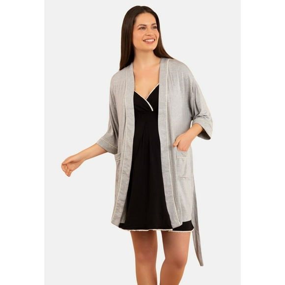 Bata Maternal Lactancia Gris TU