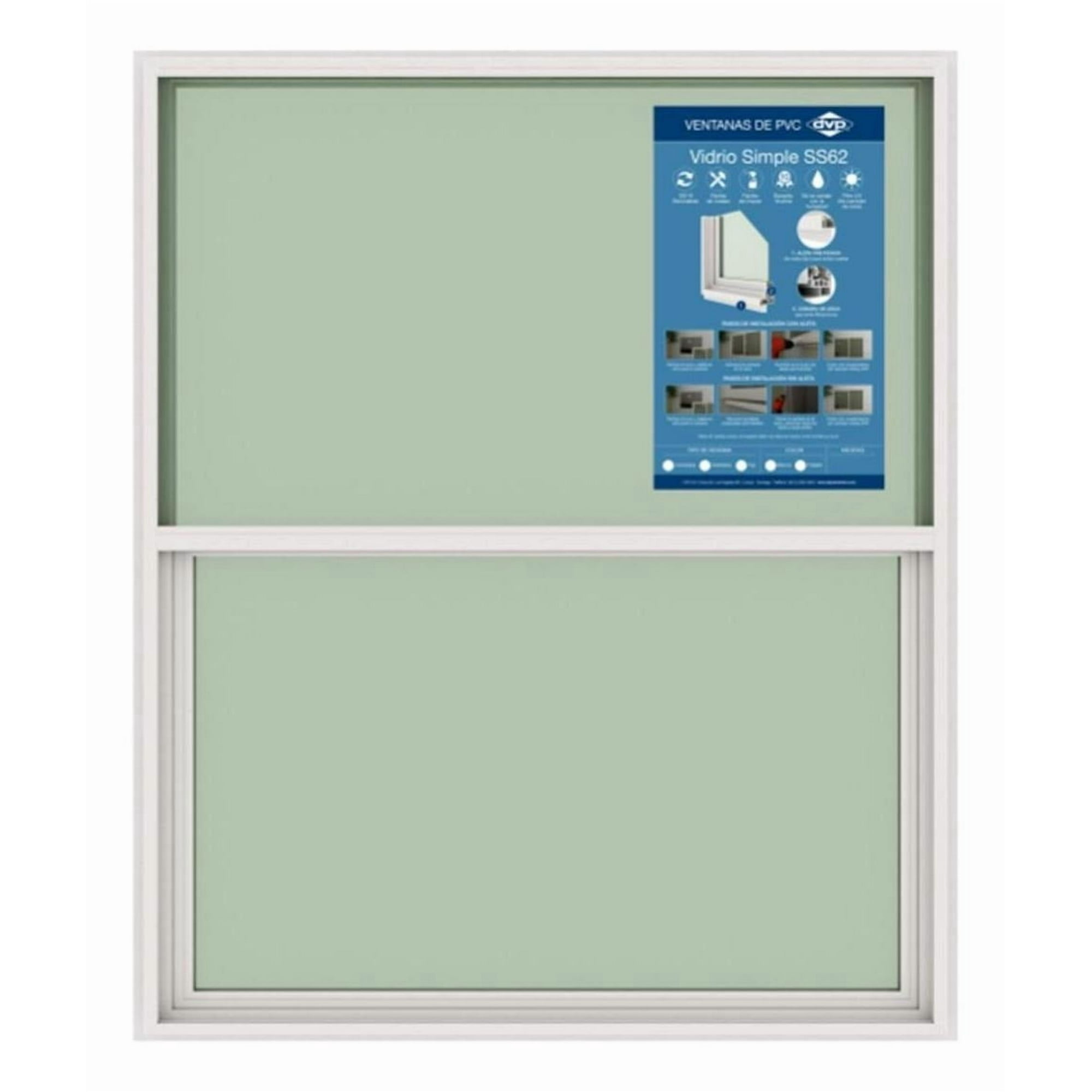 Ventana Vidrio Simple Pvc Guillotina Blanca 50x60cm Dvp