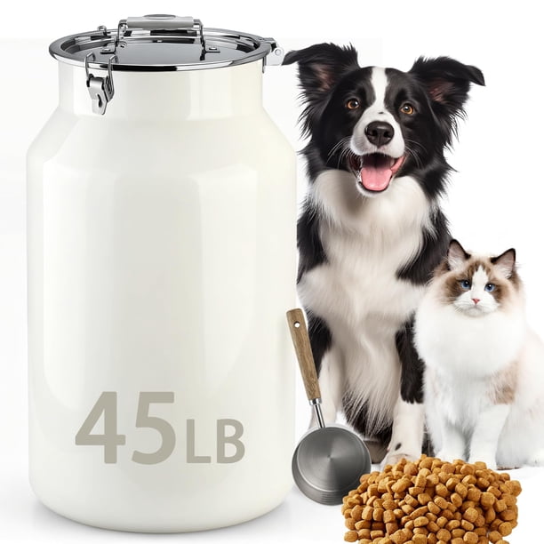 Contenedor hermético de alimentos para mascotas Aloxina 45 lb (20 kg)/48 Qt de acero inoxidable 304