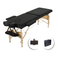 Igpro - Camilla Masaje Madera 2 Cuerpos Negra + Bolso