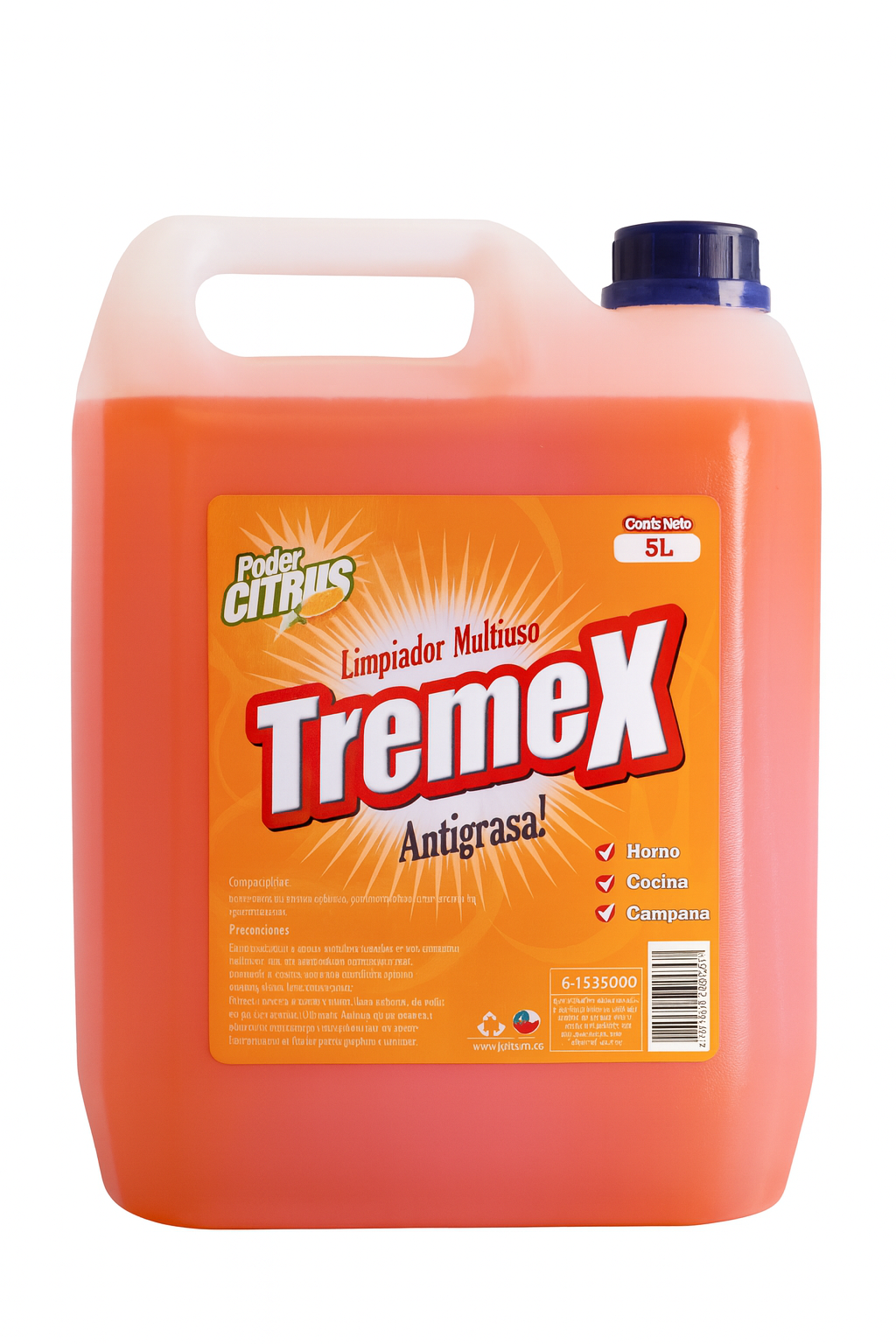 Limpiador Antigrasa Tremex Poder Citrus 5 Litros – Desengrasante Multiusos Para Cocina Y Superficies