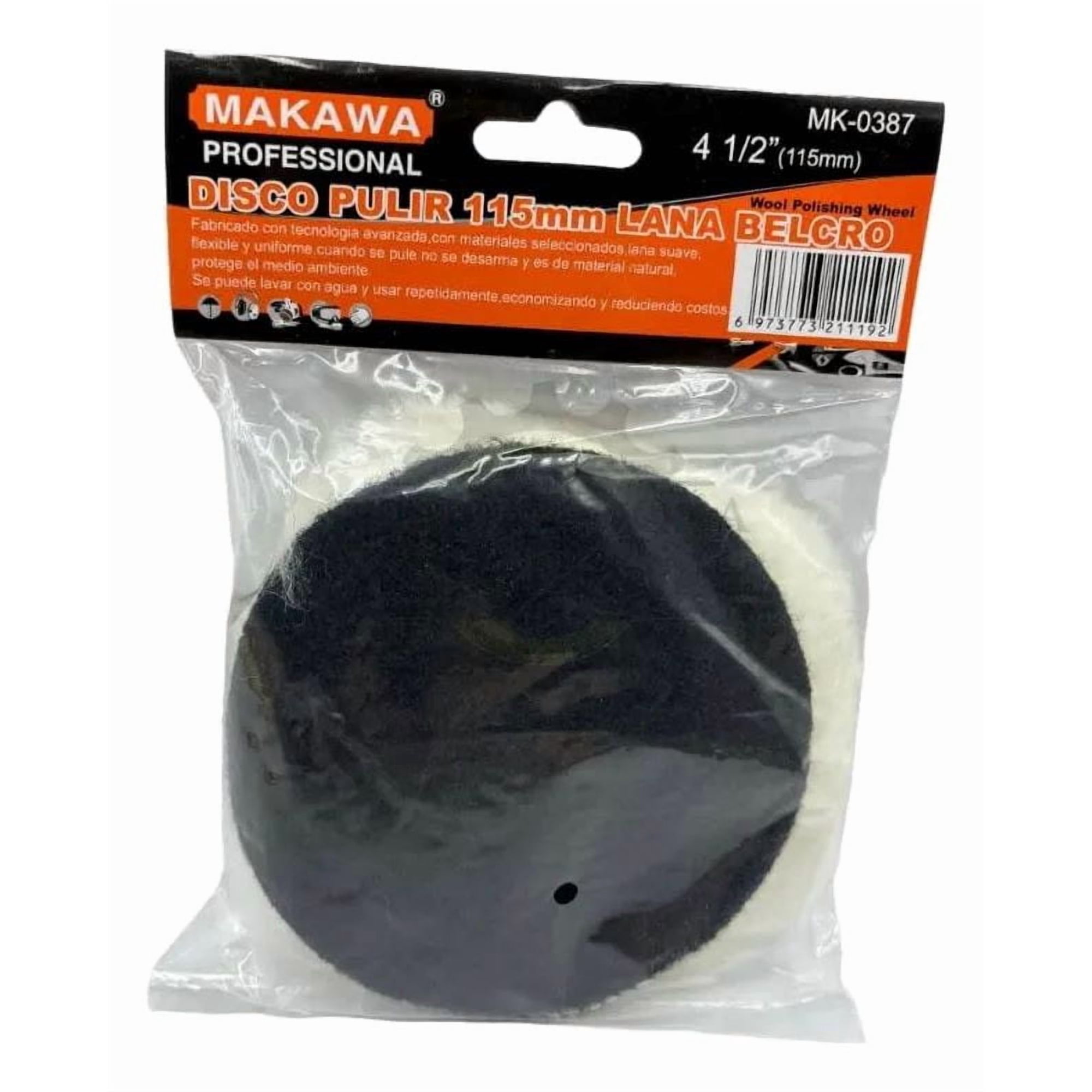 Metalfer - Disco Para Pulir 115mm 4 1/2 Pulg Lana Velcro Makawa Mk-0387 Crema