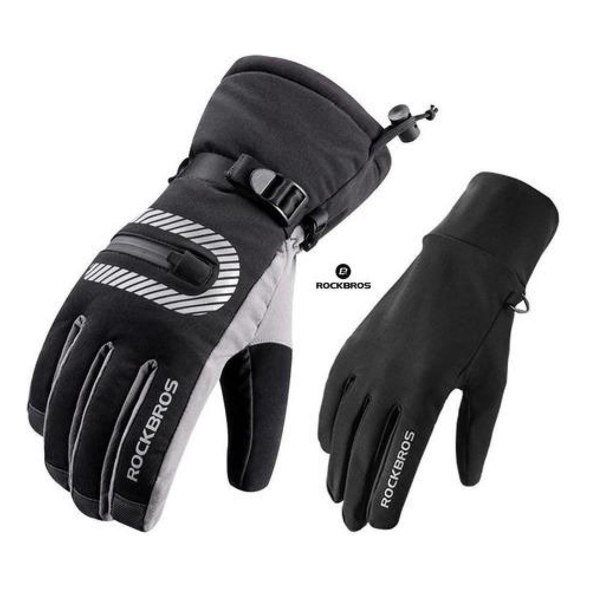 Guantes Frío Extremo Rockbros 2 En 1. Nieve Moto Bicicleta Negro