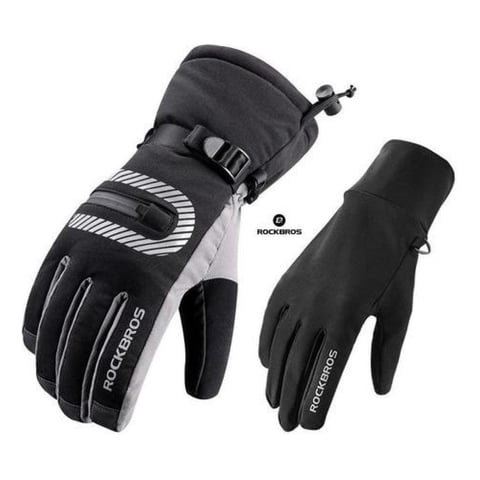 Guantes Frío Extremo Rockbros 2 En 1. Nieve Moto Bicicleta Negro