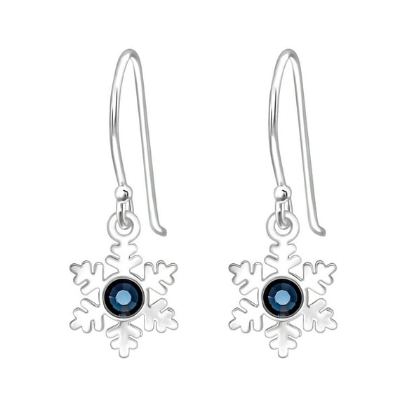 Aros Colgante Plata 925 De Flores Con Cristales Azul Y Plateado