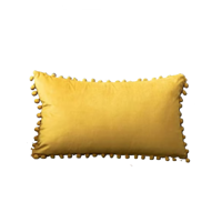 Genérico - Pack De 2 Fundas De Cojín Terciopelo Con Pompones 30X50 Cm Amarillo