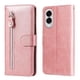 thumbnail image 1 of Funda tipo cartera para Samsung Galaxy S25 Edge con bolsillo con cremallera y ranuras para tarjetas – Función de soporte Rosa, 1 of 5