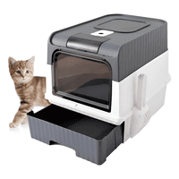 Genérico - Arenero Para Gatos Mascotas, Caja De Arena Diseño Cerrado Gris