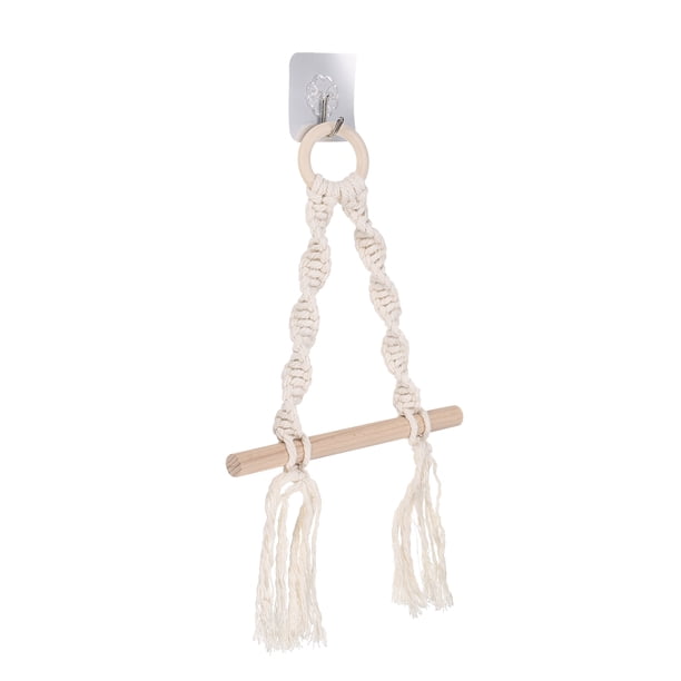 Uxcell Portarrollos de Papel Higiénico, Soporte de Tejido de Inodoro Bohemio Montado en la Pared Anillos de Toalla para Decoración de Baño en Casa Lechoso