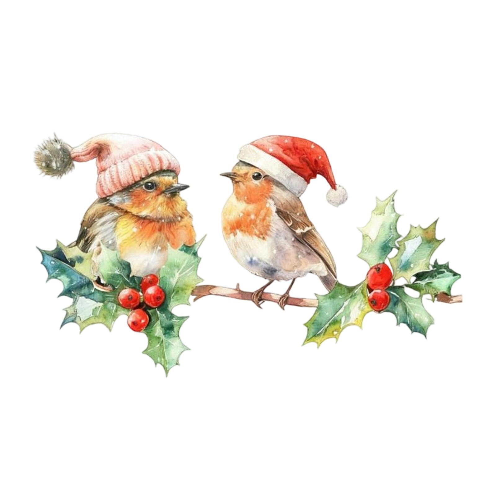 Bothyi - Adhesivo Para Ventana De Pájaros Navideños De Pvc Para Decoración Del Hogar, Impermeable, Para Pared De Temporada