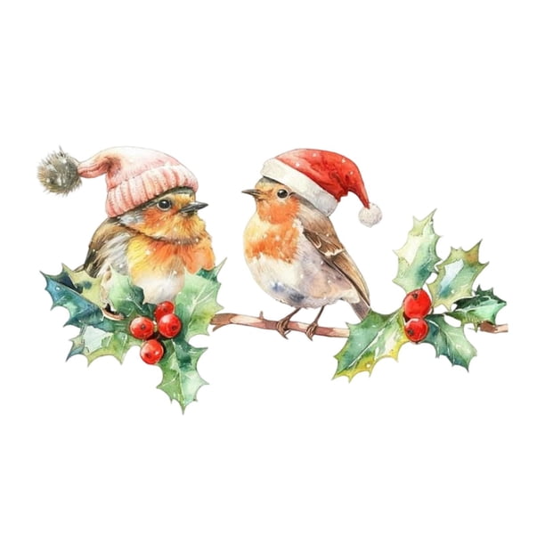 Adhesivo Para Ventana De Pájaros Navideños De PVC Para Decoración Del Hogar, Impermeable, Para Pared De Temporada