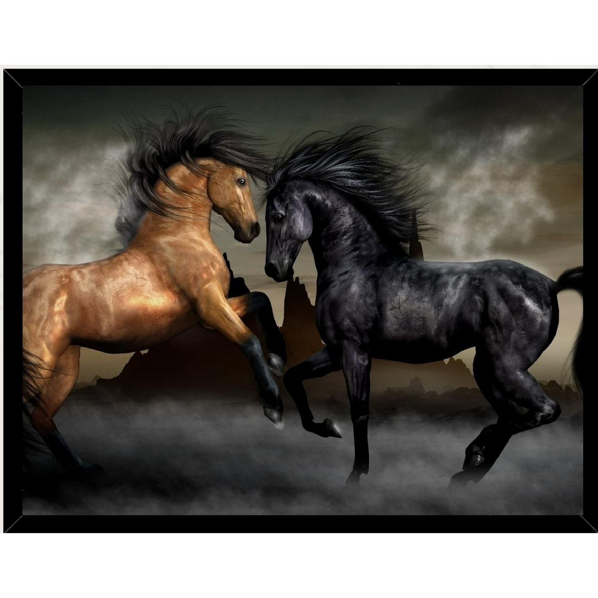 Genérico - Cuadro Decorativo Figura Dos Caballos Medidas 30x40 Cm