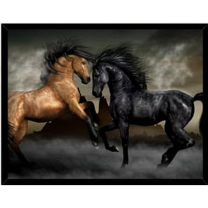 Genérico - Cuadro Decorativo Figura Dos Caballos Medidas 30X40 Cm