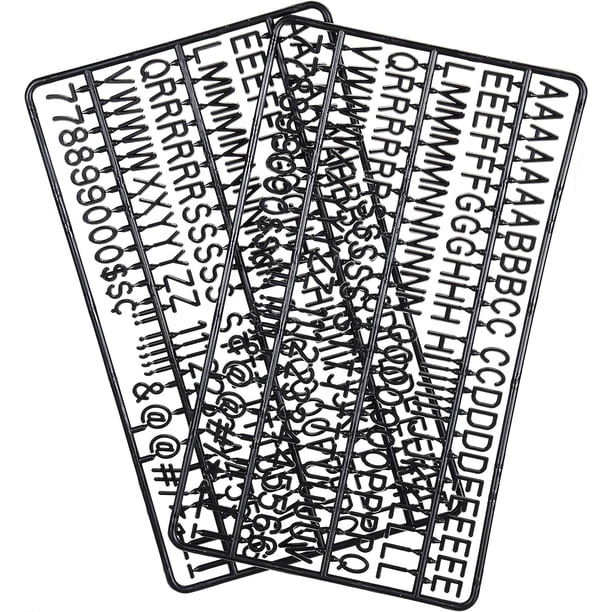 Letras de 3/4 de pulgada para tableros de letras, 300 piezas que incluyen letras, números y símbolos para tableros de mensajes de plástico intercambiables.