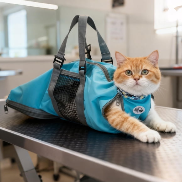 Bolsa De Aseo Para Gatos Para Corte De Uñas Y Limpieza Azul Talla S