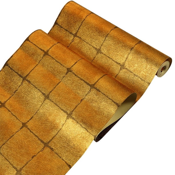 1 Roll Of Golden Wallpaper, Full Golden Foil Wallpaper For Home Improvement