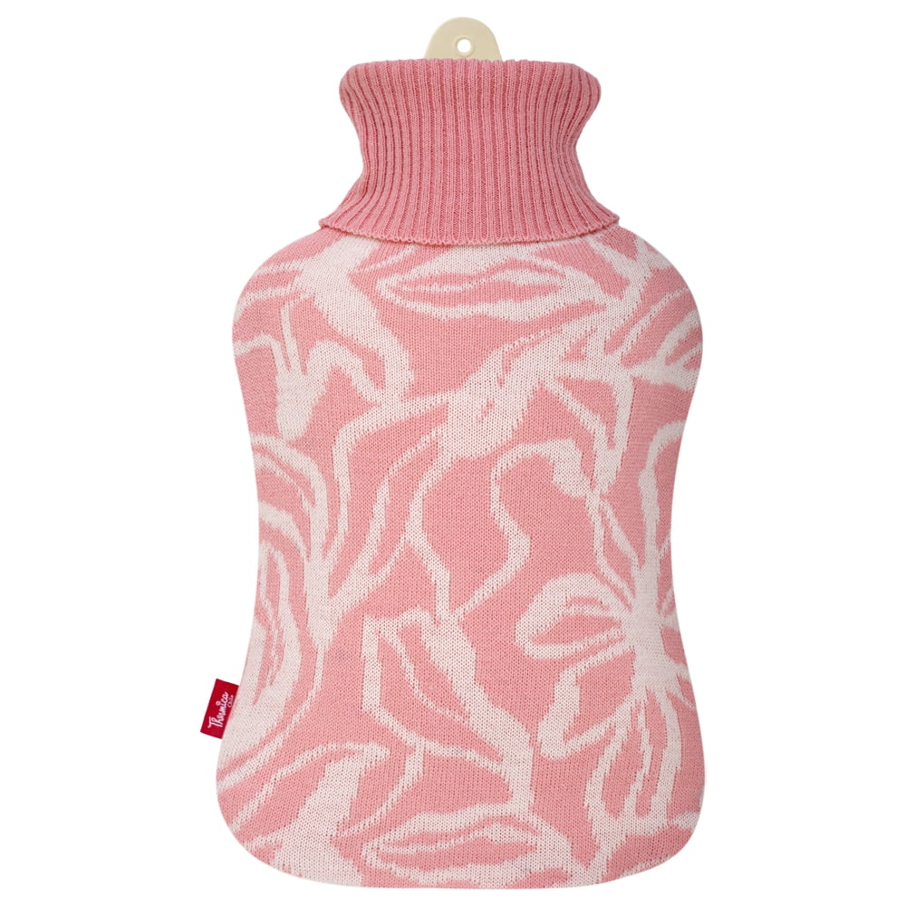 Guatero Thermicachile 2 Lt Tejido Rosado Hojas Lineas Blancas