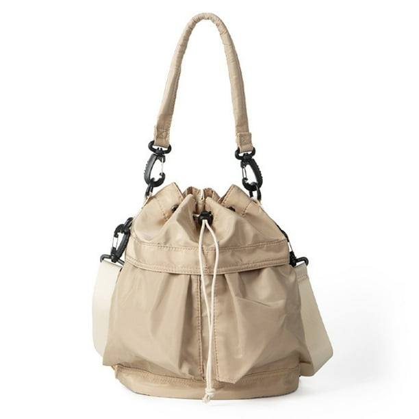 Bolso de hombro para mujer, pequeño, tipo cubo, de nailon, tipo tote, informal, tipo hobo.