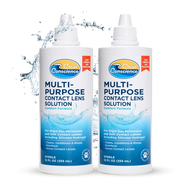 Solución para lentes de contacto Clear Conscience libre de crueldad, 360 ml (2 x 180 ml)