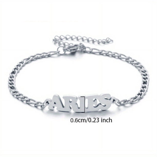 1pc Stainless Steel Fashion New Zodiac Letter Pendant Bracelet Jewelry Gift Birthday Gift