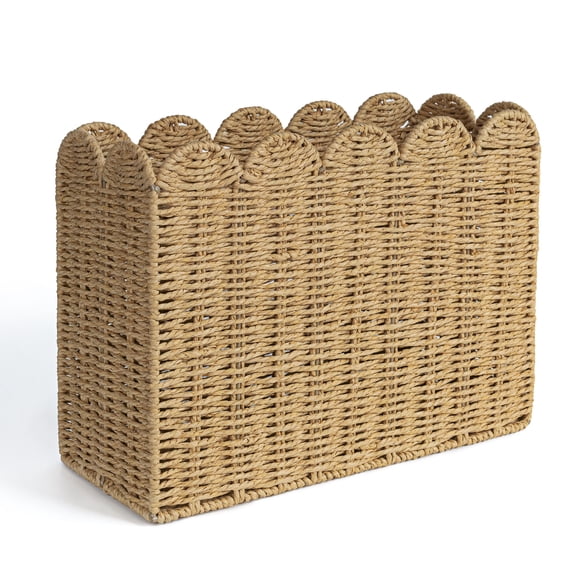 Cesta AELS 38x28x15 cm Tejida de Fibra Natural con Borde Festoneado