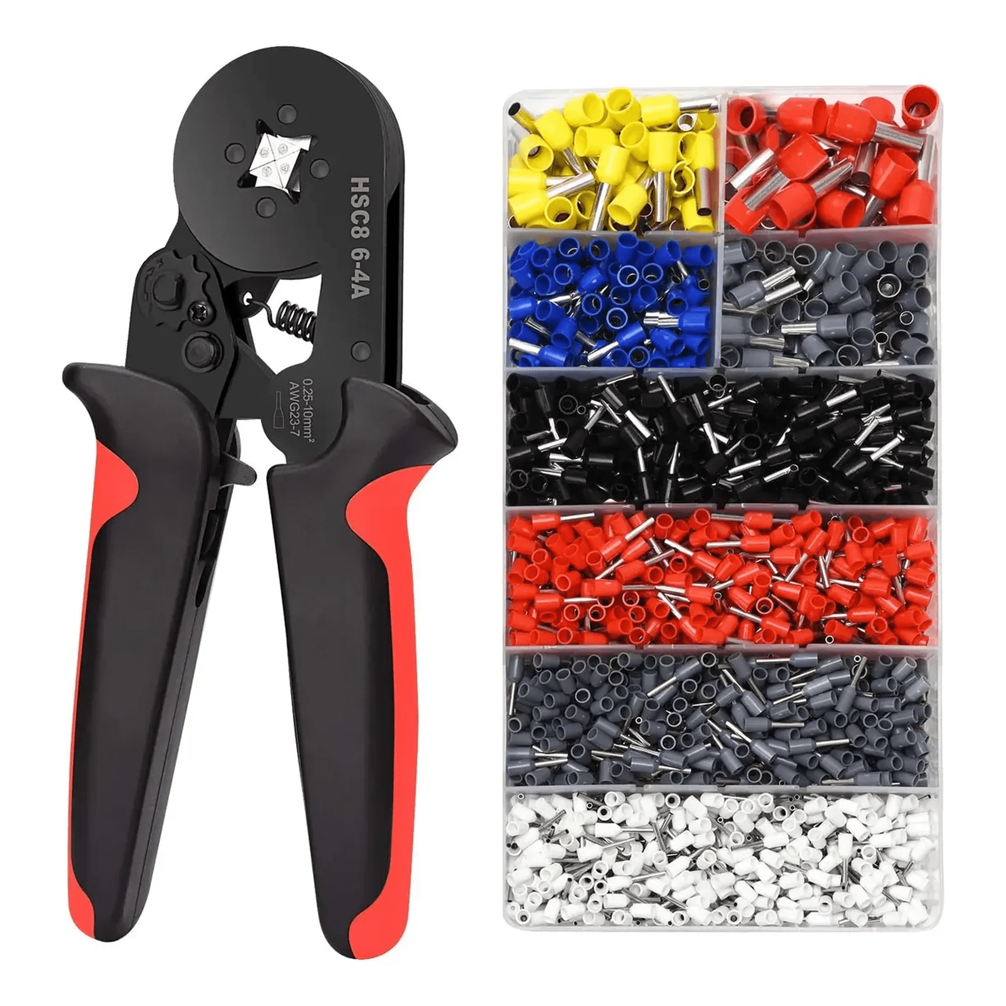 set Alicate Crimpador + Belug 1800 Terminales Negro Con Rojo