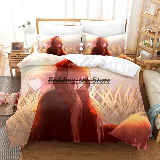 spice and wolf light novel holo and lawrence Bedding Set Bed Set Aldult Kid BedrooSets