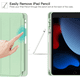 thumbnail image 3 of Funda ultrafina con tres solapas para iPad de 9.ª, 8.ª y 7.ª generación, con portalápices y función de encendido y apagado automático, para iPad de 10,2 pulgadas (2021/2020/2019), color verde hierba, 3 of 7