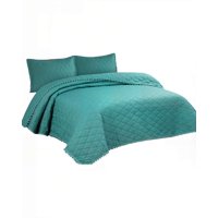 Genérico - Cubrecama Con Detalles De Pompones King Color Verde