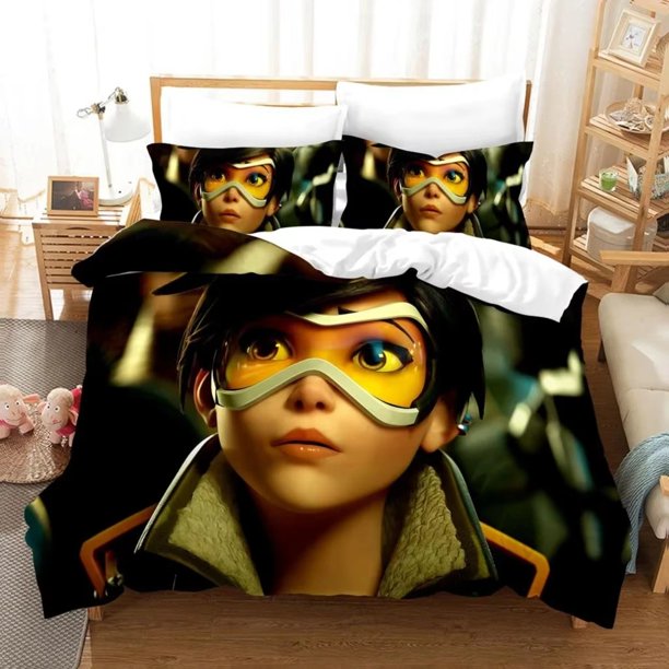 Overwatch Widowmaker Bedding Set Bed Cover Pillow Case 3 P CS Cartoon Character Duvet Cover For Boys QueenBed Sheets
