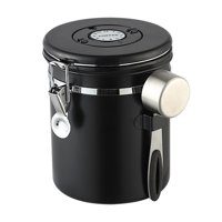 Magideal - Recipiente Multiusos Para Granos De Café, Almacenamiento Al Vacío De Acero Inoxidable Y Utensilios De Cuchara, Recipientes Herméticos Para Té Y Azúcar 1.5L