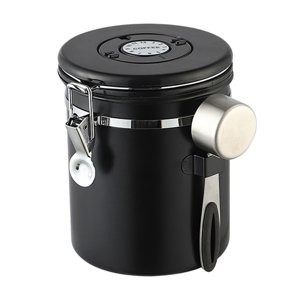 Magideal - Recipiente Multiusos Para Granos De Café, Almacenamiento Al Vacío De Acero Inoxidable Y Utensilios De Cuchara, Recipientes Herméticos Para Té Y Azúcar 1.5L