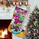 thumbnail image 1 of El Show de Guava Juice Tema: Calcetines de Navidad, fino lino blanco para colgar en escaleras y chimenea, decoración navideña para el hogar, regalo de Navidad. 45cm × 32cm, 1 of 5