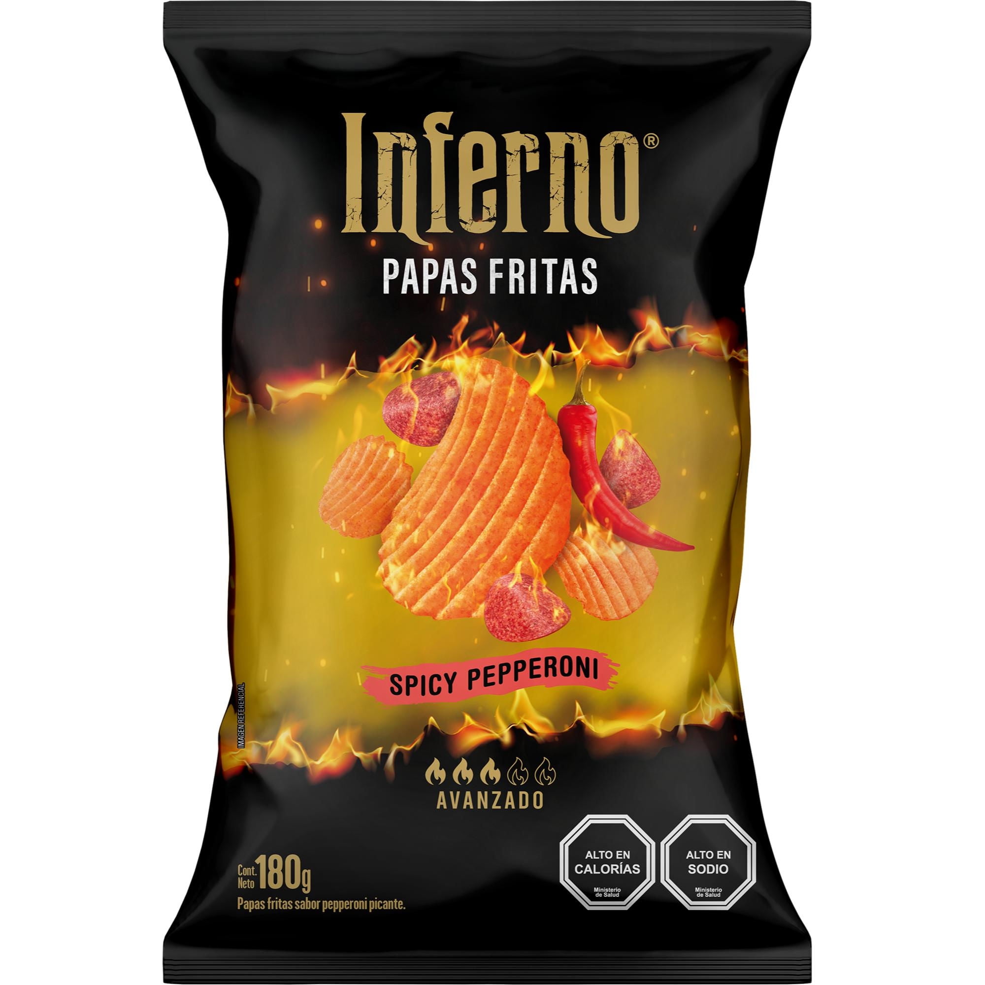 Papas Fritas Inferno Spicy Pepperoni 180 g Marco Polo