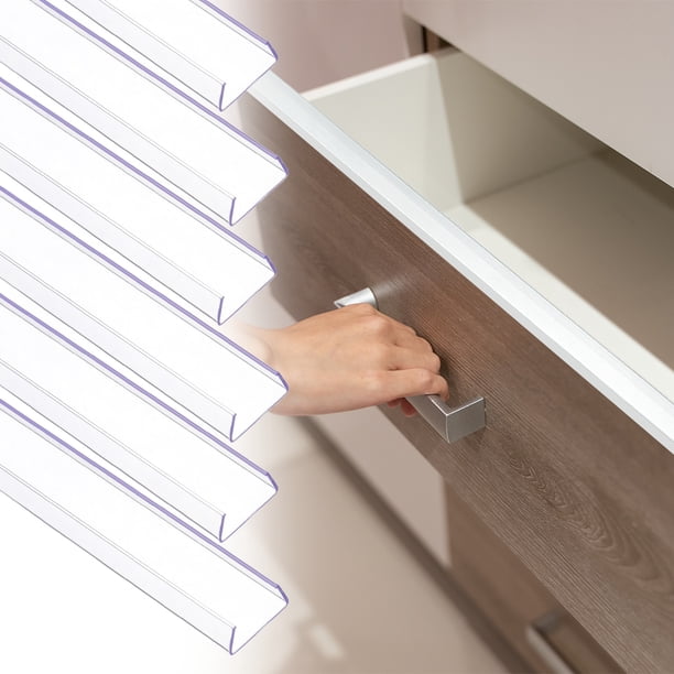 Protector de Puerta de Gabinete de 6 Paquetes, Protector de Borde Deslizante de 18" x 7/8" para Cajones de Gabinetes de Cocina de 11/16"- 13/16" de Grosor, Transparente
