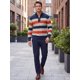 thumbnail image 2 of INSPIRE CHIC Suéter de Hombre a Rayas con Cremallera Cuarto de Manga Larga Pullover Sudadera S Rojo Azul Marino, 2 of 5