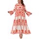 thumbnail image 1 of Agnes Orinda Trajes de Halloween Vestido Bohemio de Talla Grande para Mujer Patrón Geométrico Flowy Botón Acampanado Manga Larga Acampanada Vestido Maxi de Línea A Casual de Otoño 1X Rojo, 1 of 6