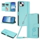 thumbnail image 1 of Funda Cartera Trébol para iPhone 15 Plus con Ranuras Tarjetas y Carga Inalámbrica Verde menta, 1 of 6