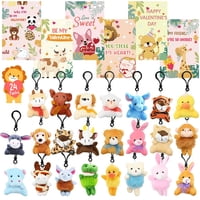 Camirus - Juego De Tarjetas De San Valentín Con Pequeños Animales De Peluche, 24 Piezas