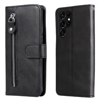 Gangxun - Funda Con Cremallera Para Samsung Galaxy S22 Ultra 5G, Carcasa Cartera De Cuero Pu Con Soporte Y Tarjetero