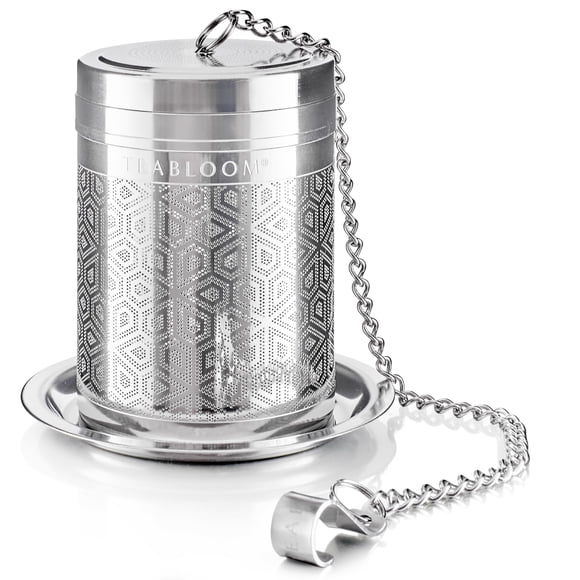 Infusor de té Teabloom de acero inoxidable, grande, diseño geométrico